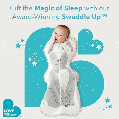 Love To Dream Swaddle UP 1.0 TOG, Baby Sleeping Bag, Fabric for Moderate Temp (20-24°C), Arms Up Position, Hip-Healthy, Twin Zipper for Easy Nappy Changes, 3.5-6kg, Sand Dollar