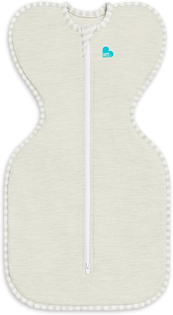 Love To Dream Swaddle UP 1.0 TOG, Baby Sleeping Bag, Fabric for Moderate Temp (20-24°C), Arms Up Position, Hip-Healthy, Twin Zipper for Easy Nappy Changes, 3.5-6kg, Sand Dollar