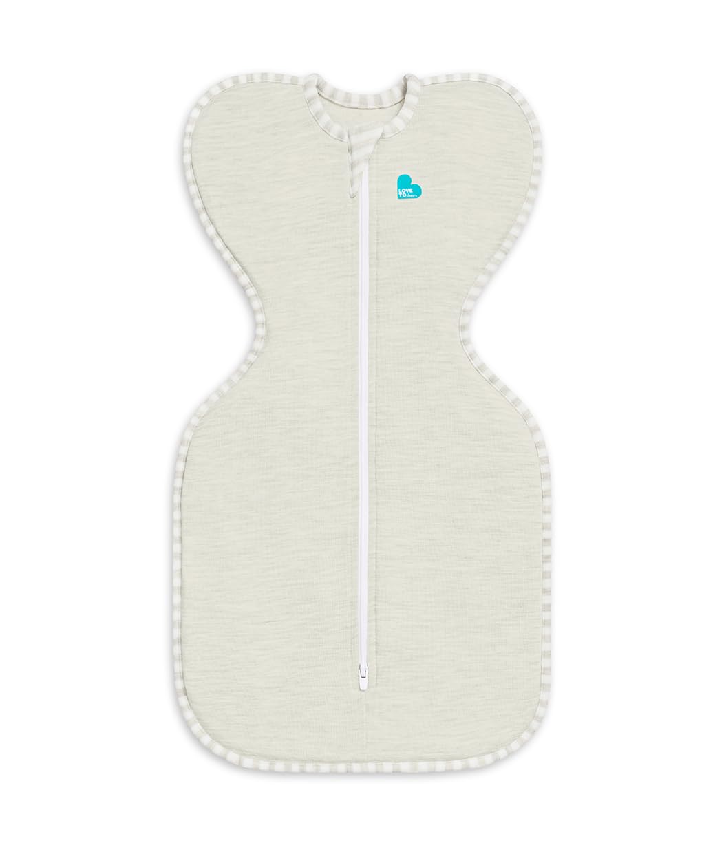 Love To Dream Swaddle UP 1.0 TOG, Baby Sleeping Bag, Fabric for Moderate Temp (20-24°C), Arms Up Position, Hip-Healthy, Twin Zipper for Easy Nappy Changes, 3.5-6kg, Sand Dollar