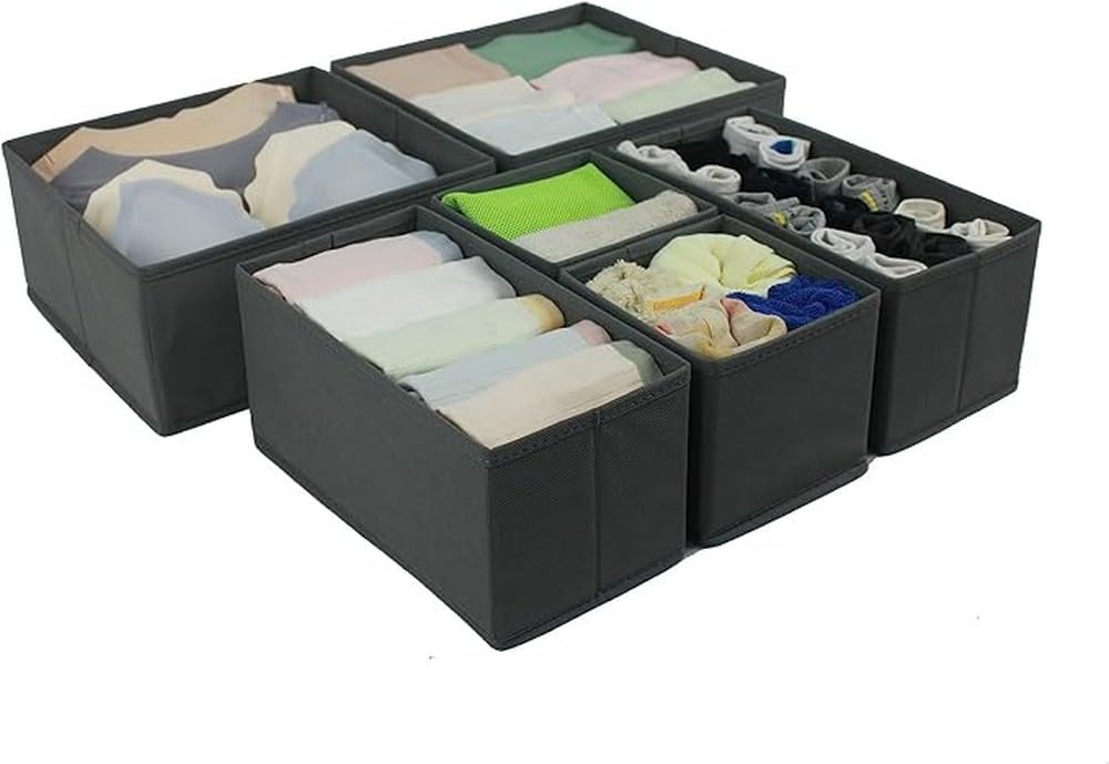 Amazon Basics Cloth Drawer Storage Organizer Boxes, Set of 6