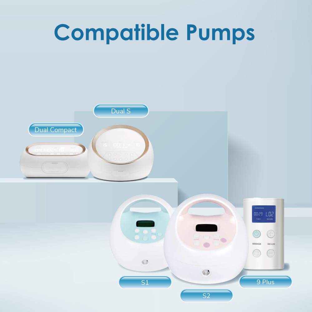 Maymom Two-Piece Wide Neck Pump Parts for Spectra S1/S2 Pumps; Incl Wide Mouth Flanges; Not Original Spectra Flange (17 mm Two Flanges)