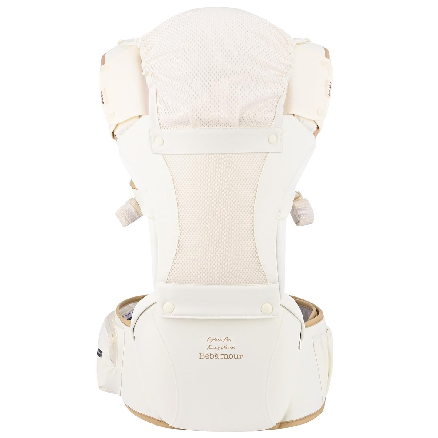 Bebamour Mesh Newborn Baby Carrier Front and Back Carry Baby Newborns to Toddler Baby Hip Carrier (New Khaki)