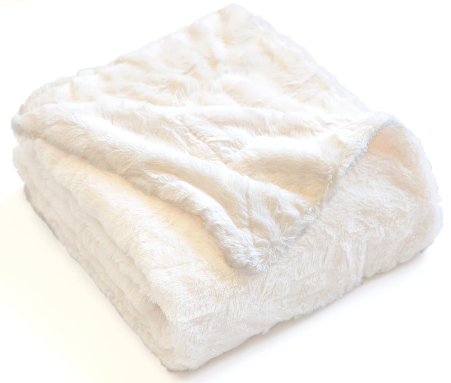 WOLF CREEK BLANKET Doublesoft - Oversized Faux Fur Throw Blanket, 60"x80" Ivory Soft Fuzzy Fluffy Cozy Plush Furry Comfy Warm Home Decor for Couch Bed Chair & Bedroom Women Teen Girls