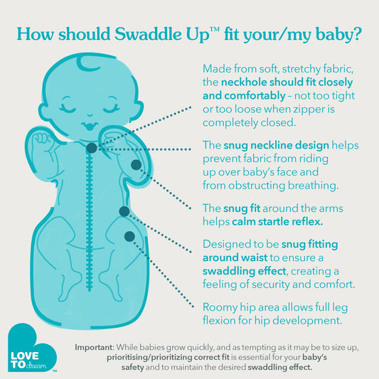 Love To Dream Swaddle Up, 1.0 Tog Baby Sleep Sack, Swaddle Up Self-Soothing Swaddles for Babies, Get Longer Sleep, Snug Fit Helps Calm Startle Reflex, Small (3.5-6kg), Circus White