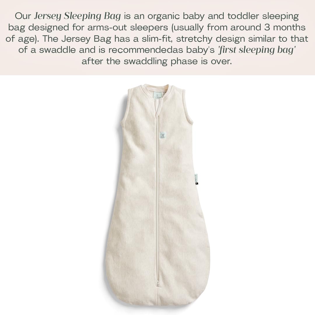 ergoPouch 2.5 TOG Sleeping Bag – Sleeveless – 8–24 Months – Oatmeal Marle Print – Organic Jersey Cotton – Ideal First Sleeping Bag for Arms-Out Sleepers – Safe & Comfortable Design
