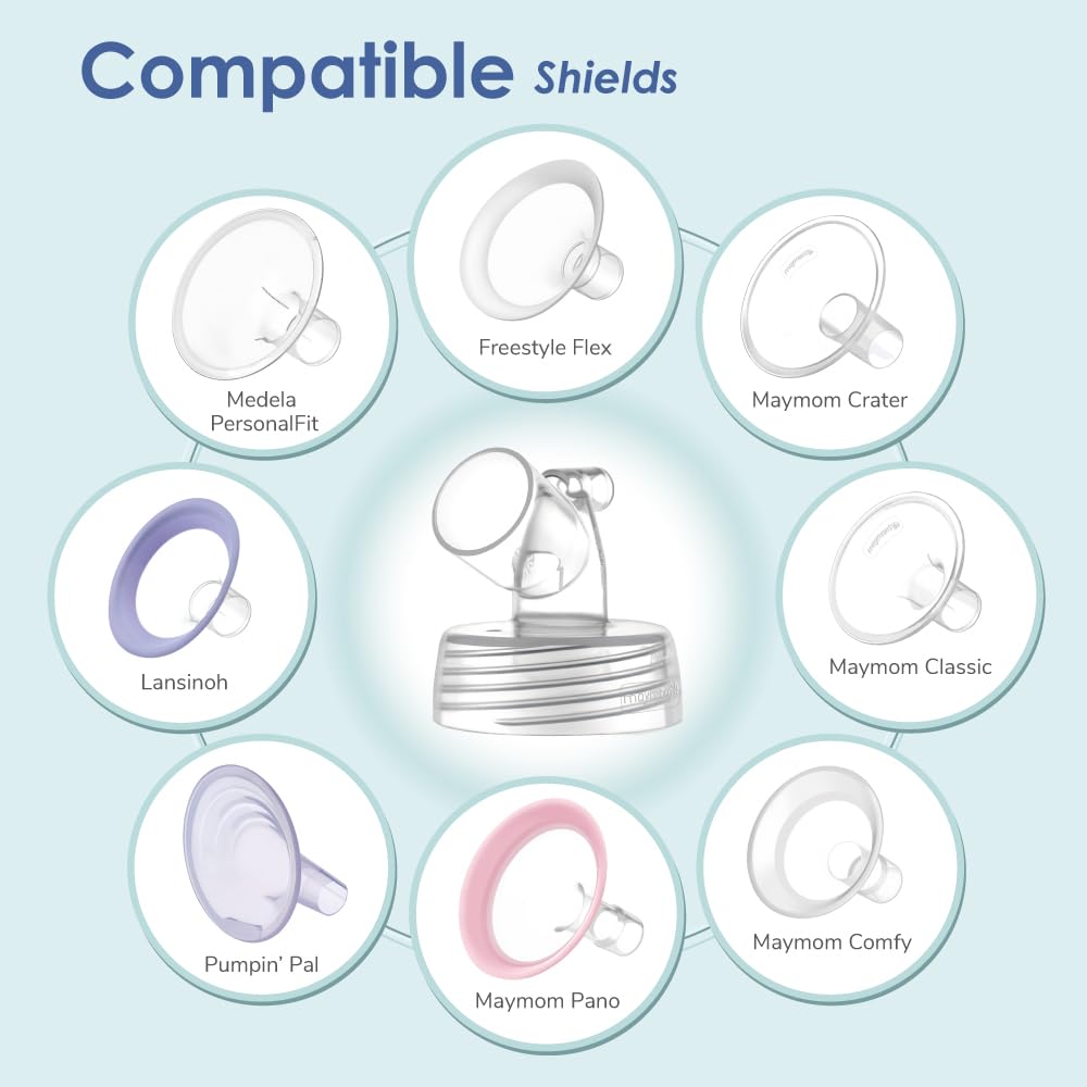 Maymom Two-Piece Wide Neck Pump Parts for Spectra S1/S2 Pumps; Incl Wide Mouth Flanges; Not Original Spectra Flange (17 mm Two Flanges)