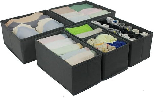 Amazon Basics Cloth Drawer Storage Organizer Boxes, Set of 6