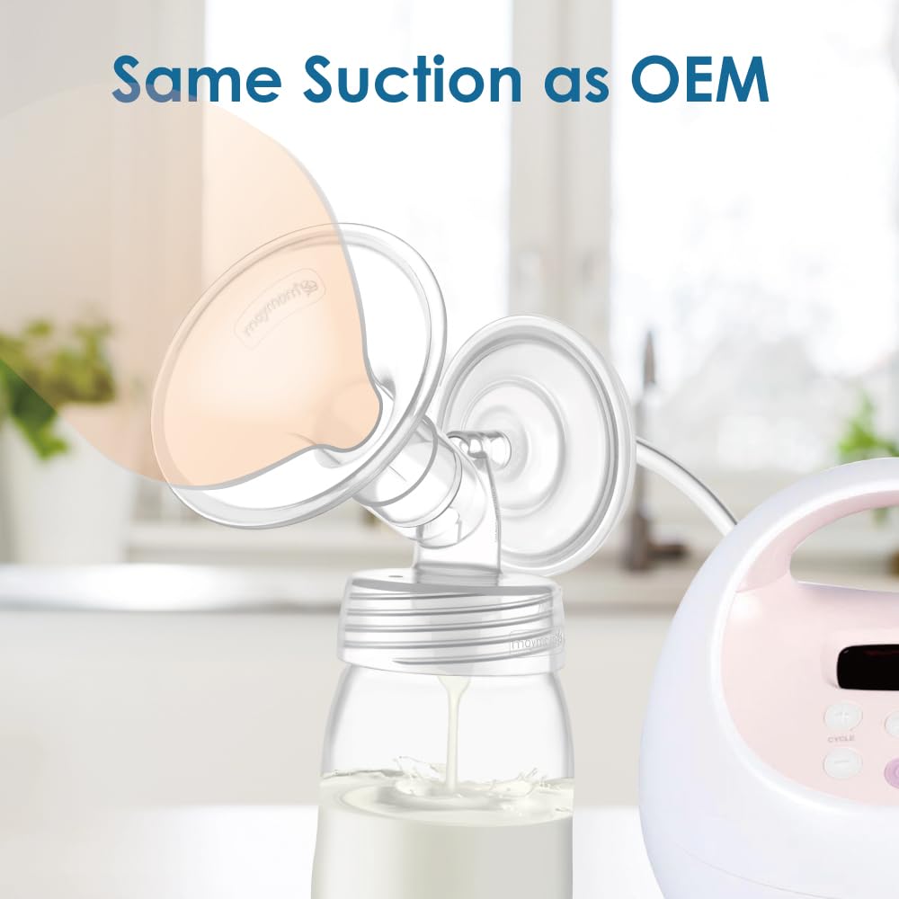 Maymom Two-Piece Wide Neck Pump Parts for Spectra S1/S2 Pumps; Incl Wide Mouth Flanges; Not Original Spectra Flange (17 mm Two Flanges)