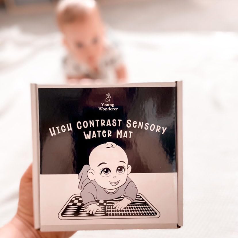 High Contrast Black and White Sensory Water Mat, Tummy Time Baby Water Mat