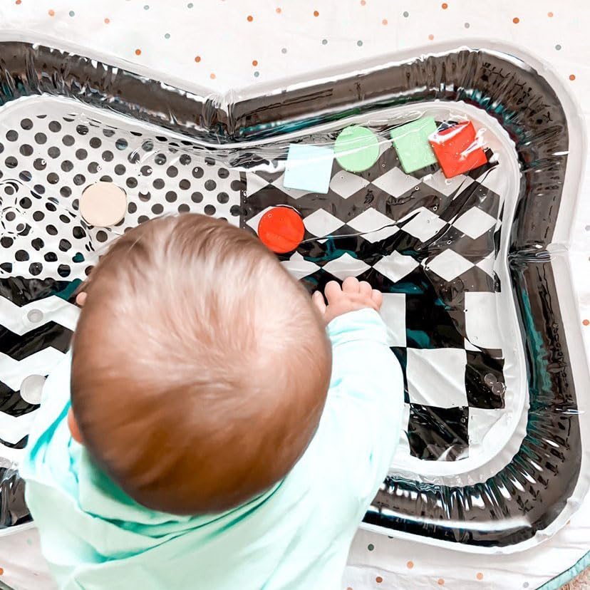 High Contrast Black and White Sensory Water Mat, Tummy Time Baby Water Mat