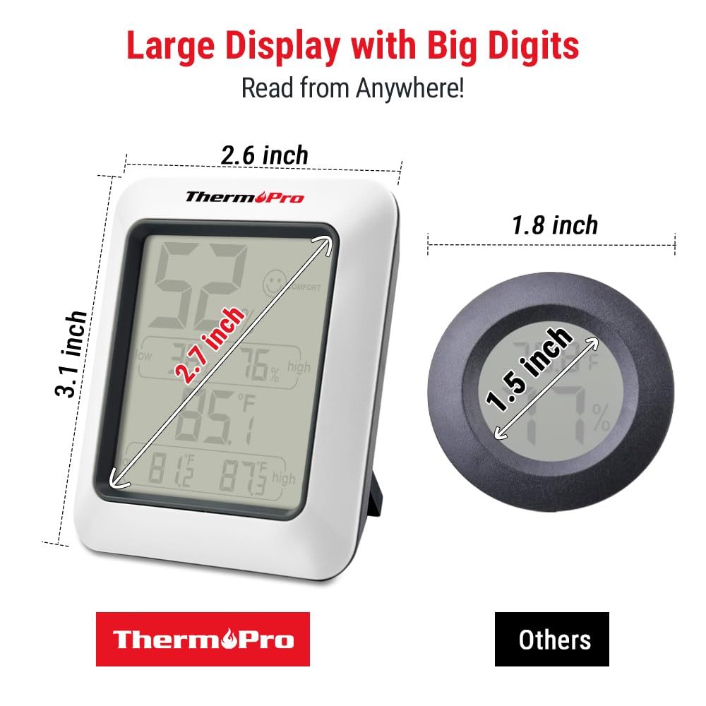 ThermoPro TP50 Digital Hygrometer Indoor Thermometer Humidity Monitor with Temperature Humidity Gauge