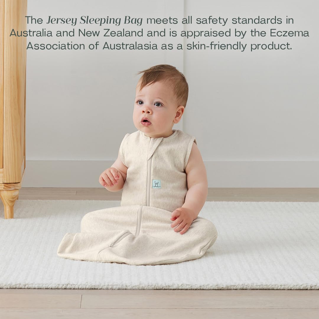 ergoPouch 2.5 TOG Sleeping Bag – Sleeveless – 8–24 Months – Oatmeal Marle Print – Organic Jersey Cotton – Ideal First Sleeping Bag for Arms-Out Sleepers – Safe & Comfortable Design