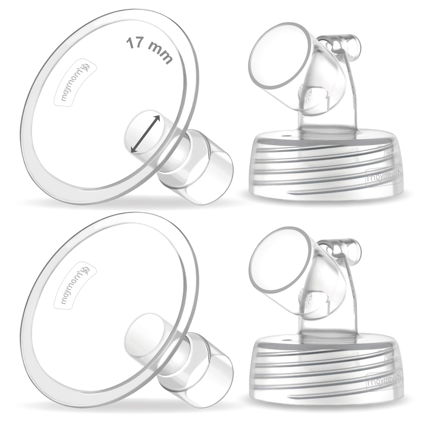 Maymom Two-Piece Wide Neck Pump Parts for Spectra S1/S2 Pumps; Incl Wide Mouth Flanges; Not Original Spectra Flange (17 mm Two Flanges)