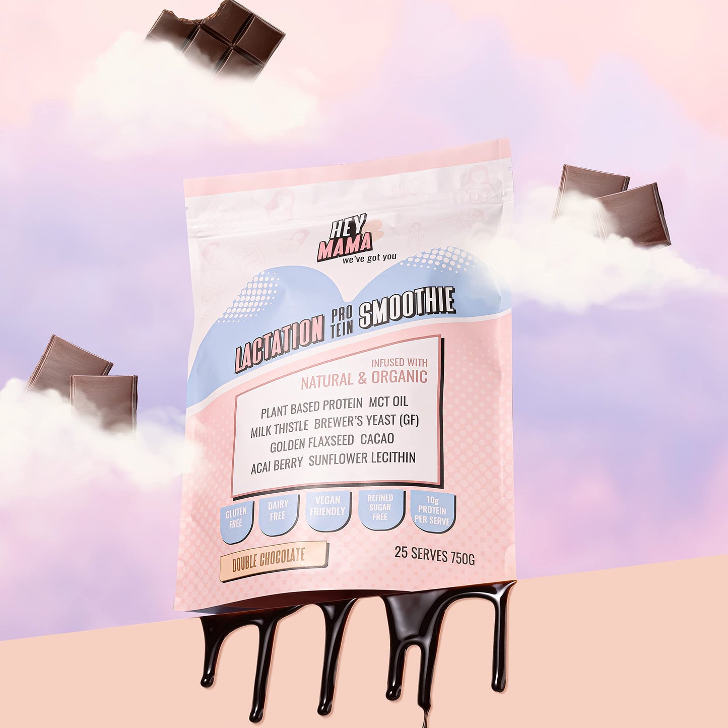 Hey Mama Lactation Supplement Protein Smoothie - Breastfeeding Support, Postpartum Nutrition, Gluten and Dairy Free - 750g Vanilla - 25 Servings…