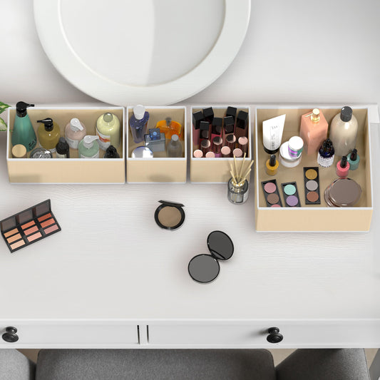 SimpleHouseware Set of 6 Drawer Organiser Storage Bin for Clothing, Underwear and Bra, Beige