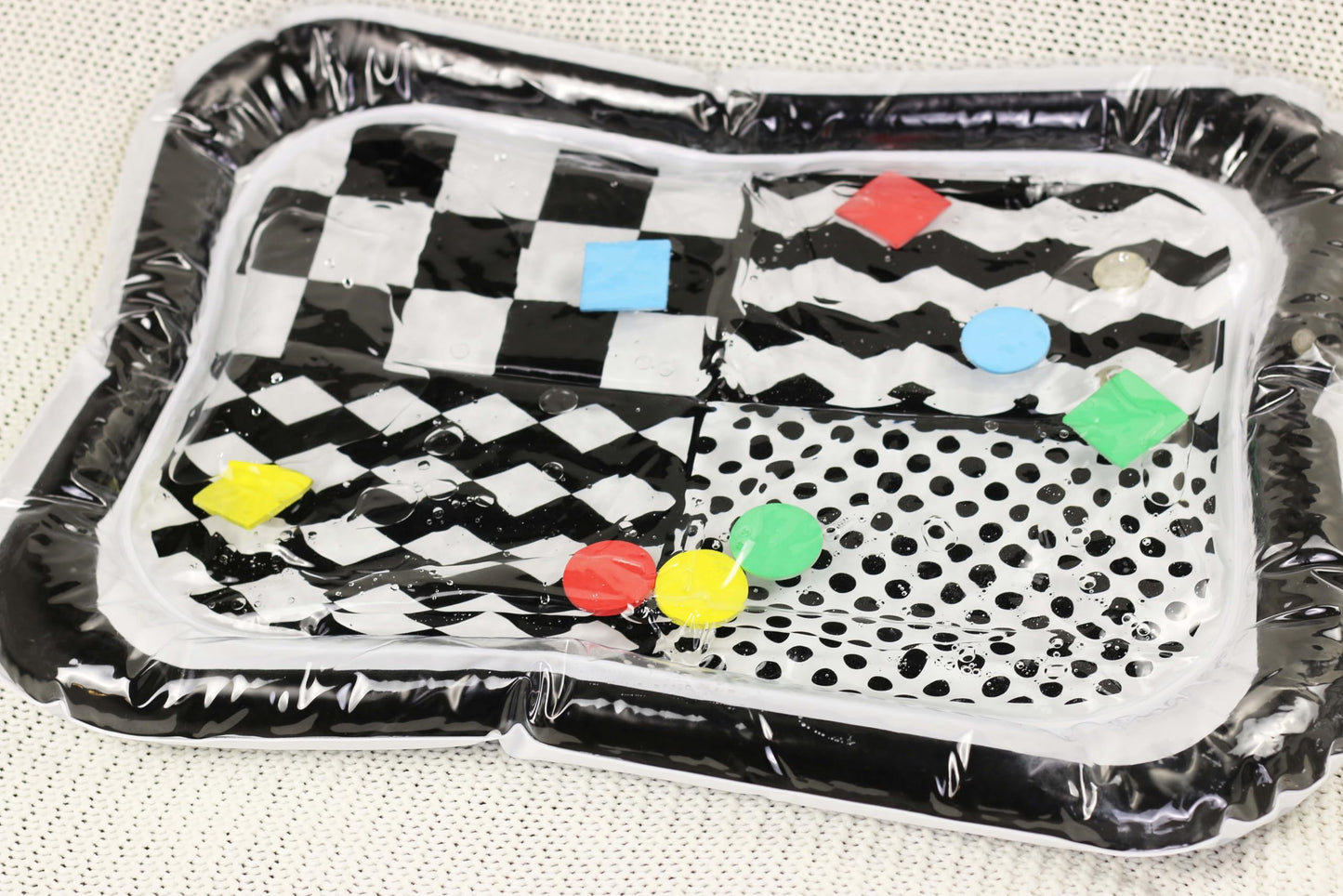 High Contrast Black and White Sensory Water Mat, Tummy Time Baby Water Mat