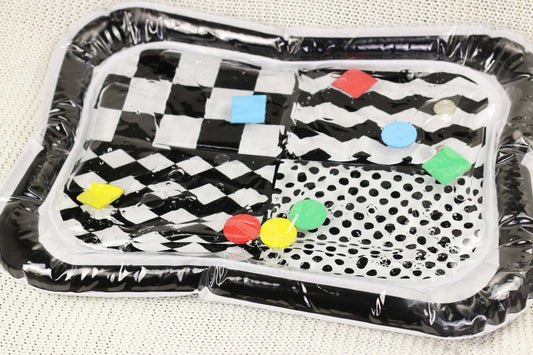 High Contrast Black and White Sensory Water Mat, Tummy Time Baby Water Mat