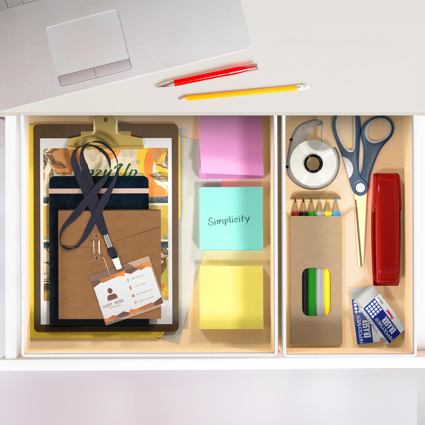 SimpleHouseware Set of 6 Drawer Organiser Storage Bin for Clothing, Underwear and Bra, Beige